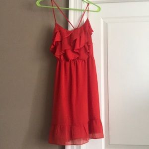 Orange casual ruffle dress